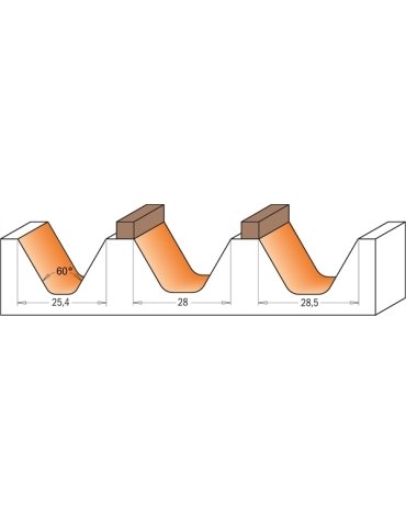 Frese per scrittura (60°) in punte per scrittura, scanalature a V e smussatura di CMT