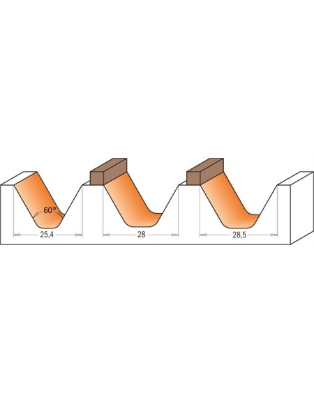 Frese per scrittura (60°) in punte per scrittura, scanalature a V e smussatura di CMT