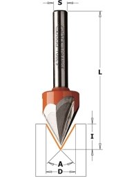 Frese per scrittura, scanalature a V e smussature con punta laser (35°) di CMT