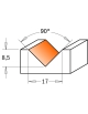 Fresas de cuchillas reversibles para ranuras en forma de V (90°)