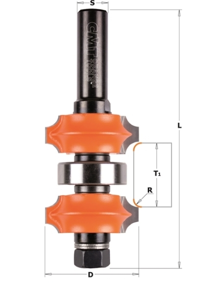 Adjustable double roundover router bits