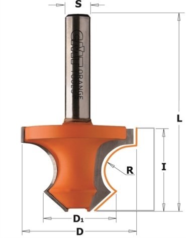 Fresa arrotondatrice con raggio di 8 mm e smusso a 45° in punte profilate di CMT