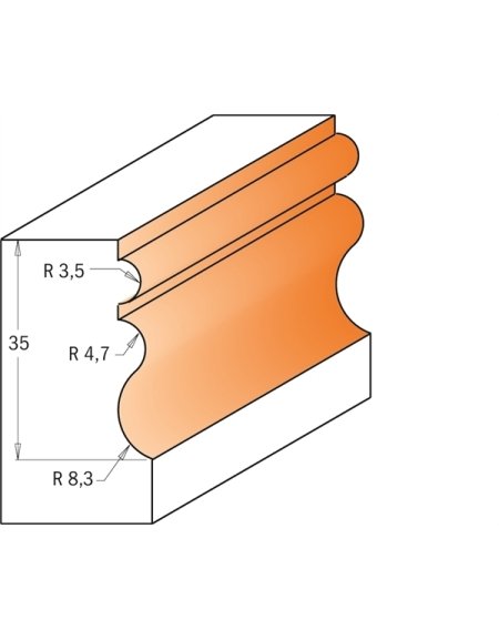 Fraise pour corniches à 2 coupes