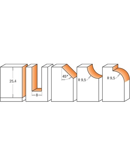 Set di frese profilate da 5 pezzi in set di punte da trapano di CMT