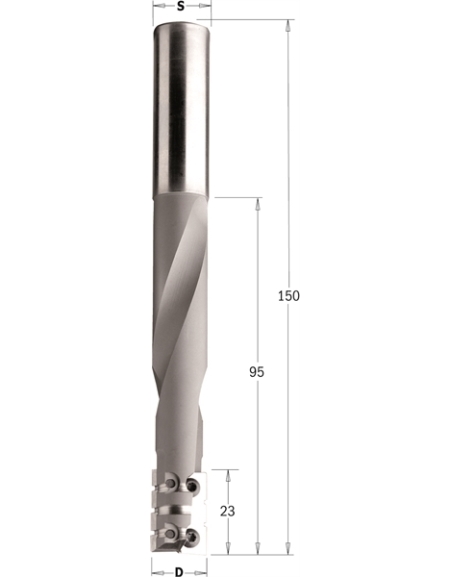 Spiral bit with insert knives and chipbreaker for locksets