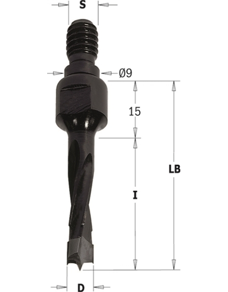 Dowel drills with threaded shank