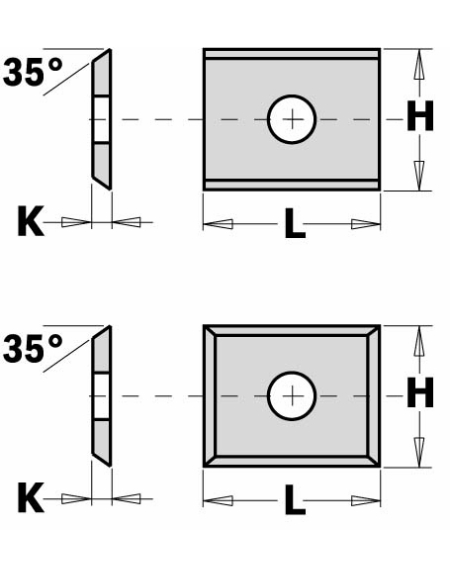 Standard indexable knives - 2 cutting edges