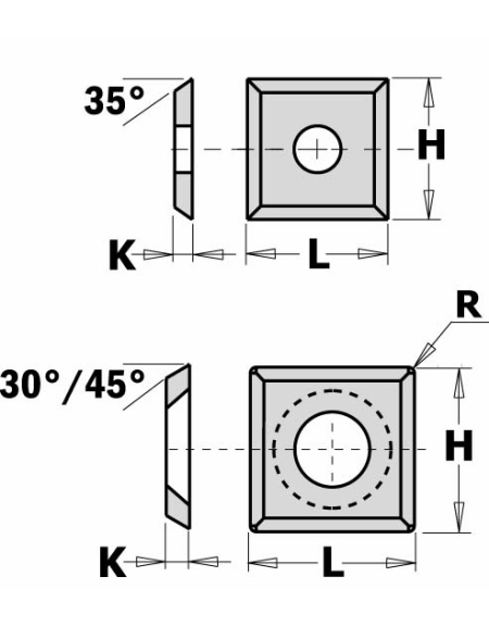 Standard indexable knives - 4 cutting edges