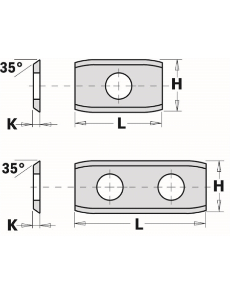 Standard indexable knives - 4 cutting edges