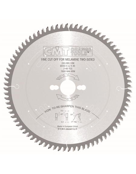 Industrial fine cut-off circular saw blades for two-sided melamine