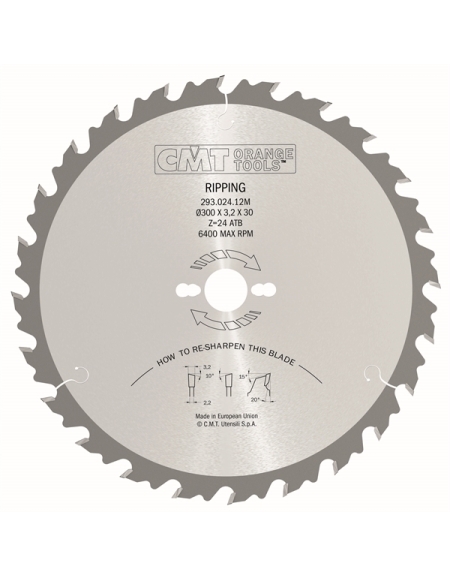 Rip circular saw blades, for portable machines