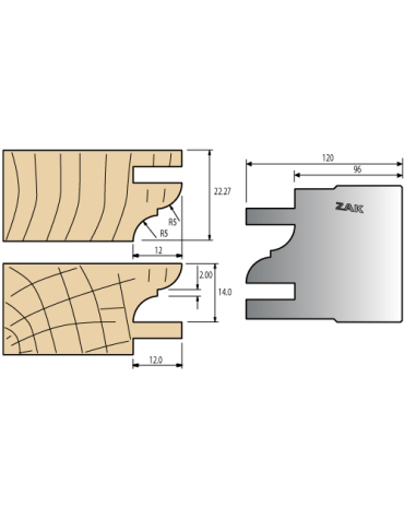Porte-Outils Mono-Fonction : Plaquettes assemblage multiprofils avec avancement de 12mm Porte-Outils Mono-Fonction : Plaquettes assemblage multiprofils avec avancement de 12mm