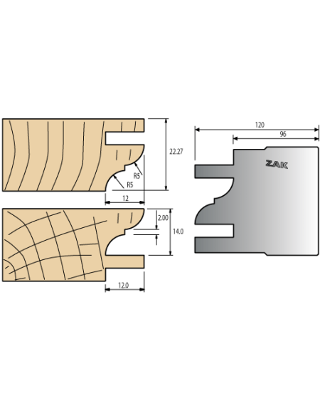 Mono-function cutter head series: Multi profile assembly with projection of 12 mm