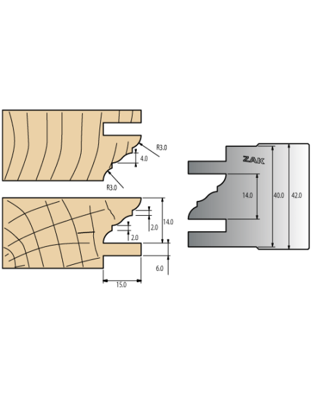 Mono-function cutter head series: Multi profile assembly with projection of 15mm