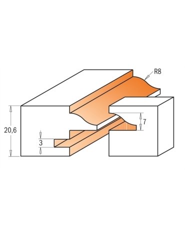 2 frese per alloggiare guarnizioni per porte in vetro in Groove Bits di CMT