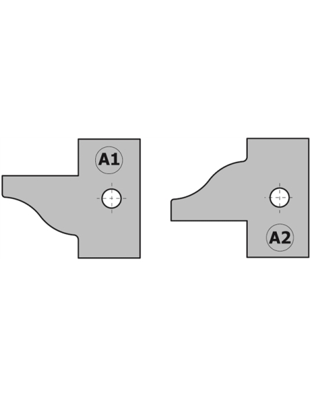 Par de cuchillas para cabezales para perfiles machihembrados HW