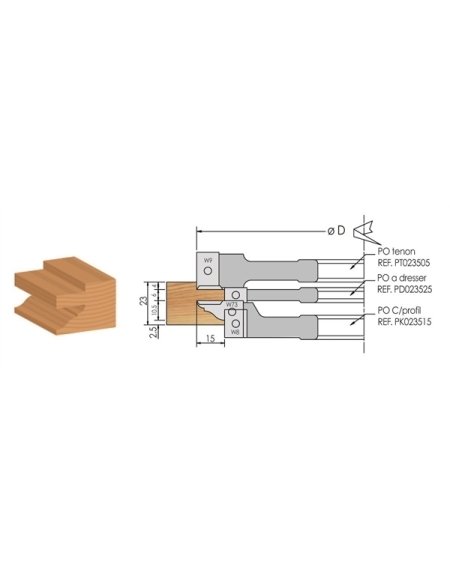 Porte-outils contre profil de porte à plaquettes