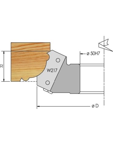Porte-outils moulure montant à plaquettes