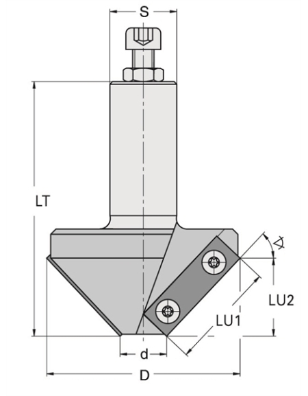 Porte-outils chanfrein 45° à plaquettes Z2