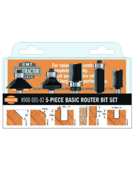 Contractor® 5-piece basic router bit set