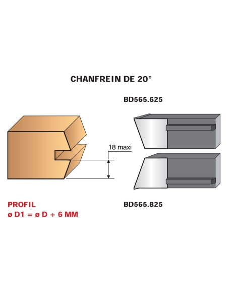 Profils - Série 565 - Chanfrein de 20° dessous