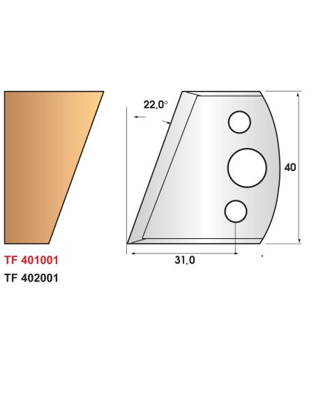 ELTF401001 - Knives for universal cutter head 40 mm high