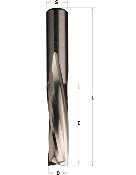 Solid carbide spiral bits downcut