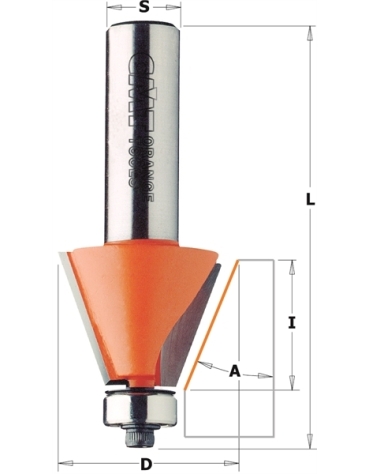 Fraise à Défoncer CMT Hélicoïdale NEGATIVE - Diamètre 6 mm - Hauteur 27 mm  - Queue de 8 mm