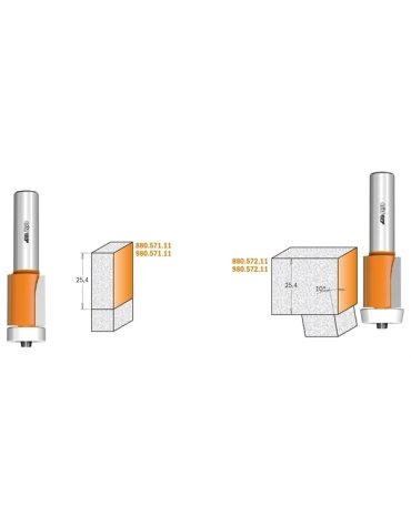 Fraises à affleurer sur matériaux composites avec roulement en DELRIN