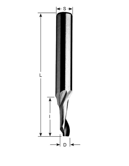 Carbide spiral bits for aluminium single flute