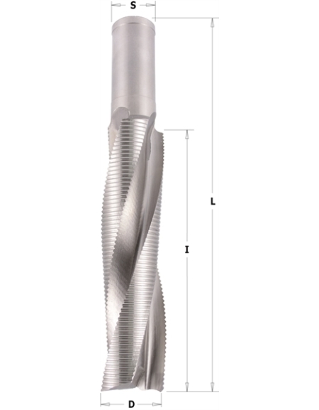 Fräser mit positiven spiralschneiden und spanbrecher für brettschichtbalken