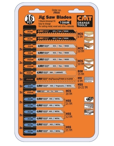 Lames de scies sauteuses - set de 16 pièces